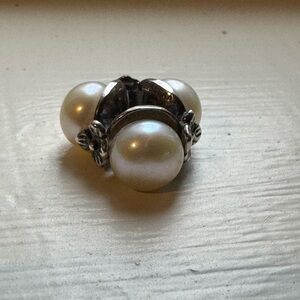 Authentic Retired Trollbeads Triple Pearl Bead